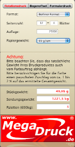 Papiergewichtsrechner-Widget für MAC OS X